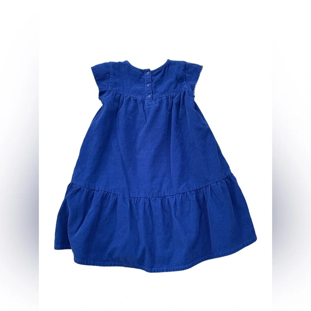 Mini Boden Size 6-7 Royal Blue Corduroy Short Sleeve Floral Lined Dress